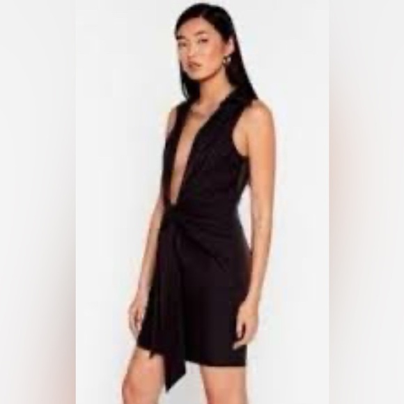 NEW Choosy Black Size 2 Spring Street Draped Sleeveless Chic Classic Mini Dress - Picture 8 of 13